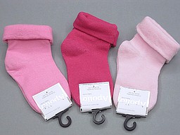 Plain pink baby socks with turnover top