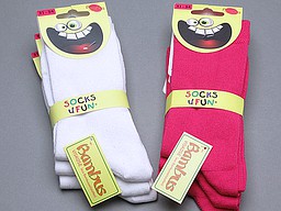 Bamboo kid's socks in white and fuchsia