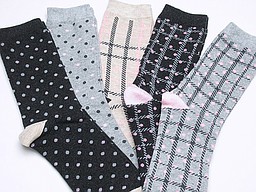 Women's socks with dots and checks