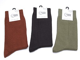 Socks in caramel, brown, and khaki