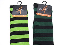 Women's kneehigh with black/green stripes