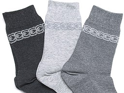 Grey women's socks with silver chain